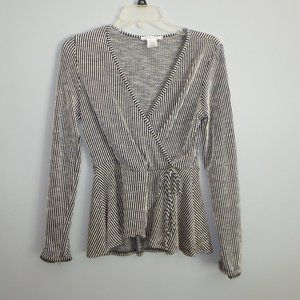 Caution to the Wind Top w/ Peplum & Tie Front SM